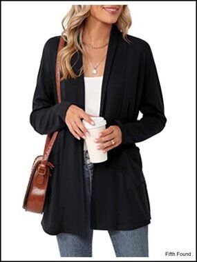 Loose Lightweight Open Front Cardigan with Pockets Long Sleeve